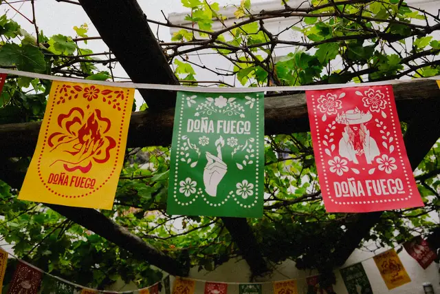 Papel picado over the terrace